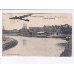 SAINT-OMER: aviation, les ruines de l'abbaye saint-bertin, quai du commerce - état