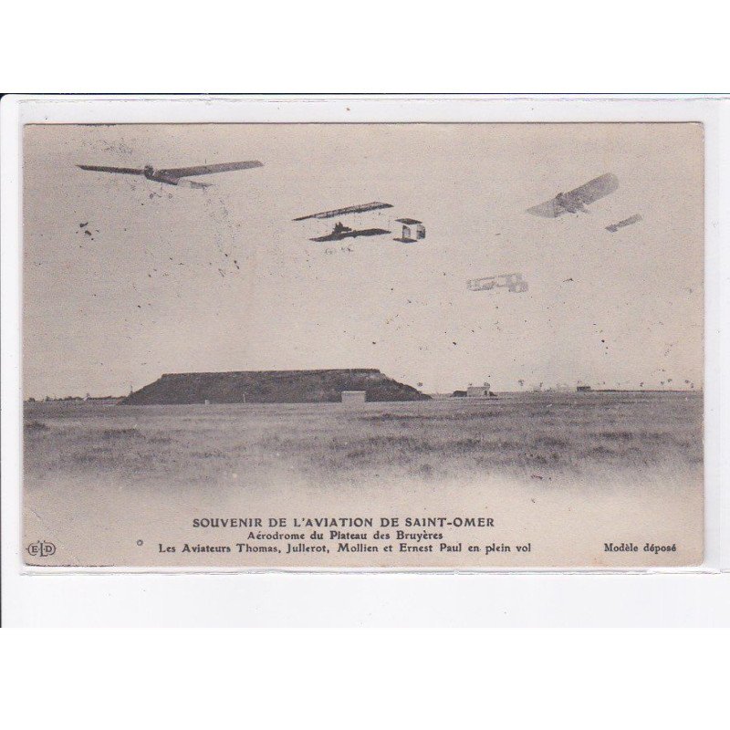 SAINT-OMER: souvenir aviation aérodrome plateau bruyères Thomas Jullerot Mollien Ernest Paul plein vol - état