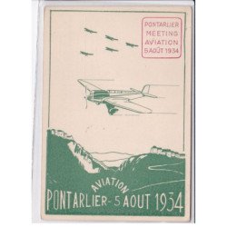 PONTARLIER: meeting aviation, avion, 5 août 1934, cachet - très bon état
