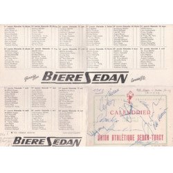 SEDAN: bière sedan, autographe, football, calendrier division 1 1962-1963, union athtlétique sedan-torcy - très bon état