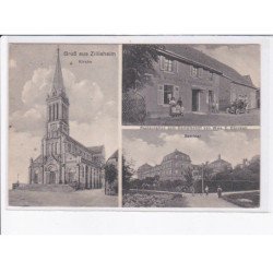 ZILLISHEIM: gruss aus, kirch, restaurantion zum dampfschiff von wwe. E. Dürrwell - très bon état