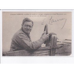 AVIATION: autographe Laurens recordman monde avec passager vainqueur coupe deperdussin 1910 - état