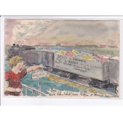 MARQUETTE: chemin de fer, carte dessinée, train - très bon état