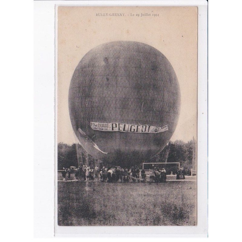 BULLY-GRENAY: le 29 juillet 1934 ballon rond Peugeot, pub lille Paul Everaere et Cie - très bon état