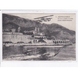 MONACO: monte-carlo vue sur le casino et le port courses d'hydro-aéroplane, aviation - très bon état