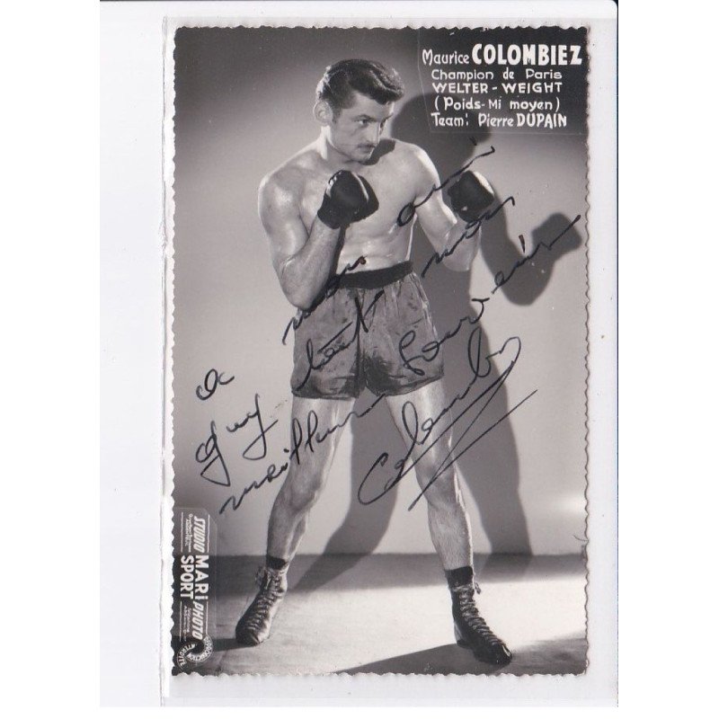 BOXE: autographe Maurice Colombiez champion de paris welter-weight team P. Dupain - très bon état