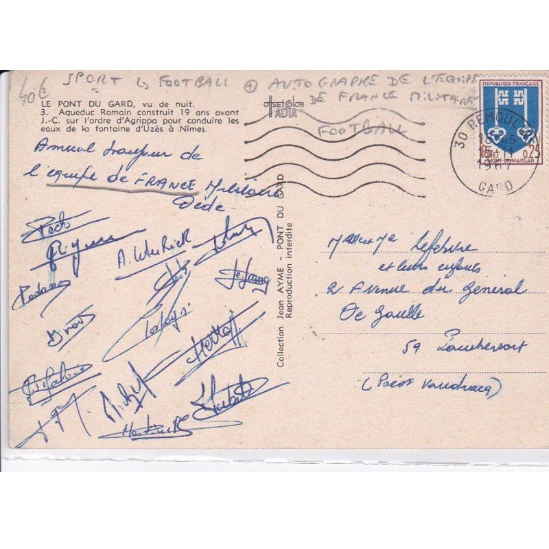 AUTOGRAPHE: football, autographe de l'équipe de france militaire - très bon état