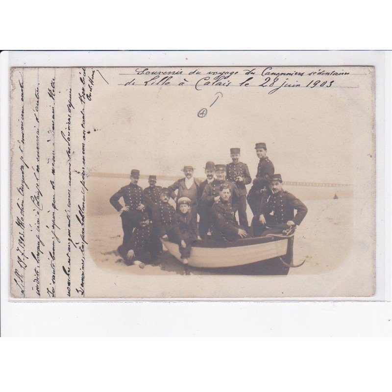 LILLE: de lille à calais, canot et personnages, 1903 - très bon état