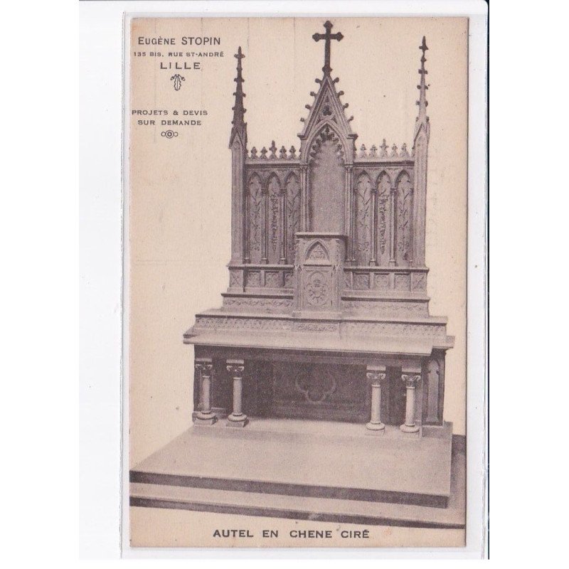 LILLE: eugène stopin, projets et devis sur demande, autel en chene ciré, bois - très bon état
