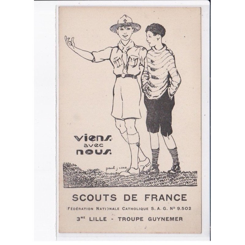 LILLE: scoutisme viens avec nous scouts de france troupe guynemer fédération nationale catholique - très bon état
