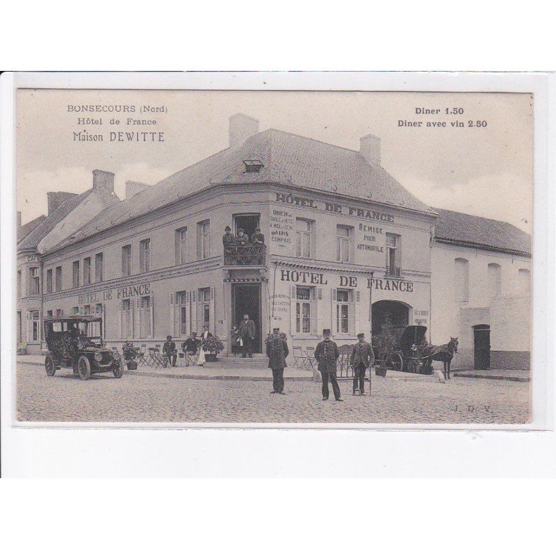 BONSECOURS: hôtel de france, maison dewitte, diner 1,50 diner avec vin 2,50 - très bon état