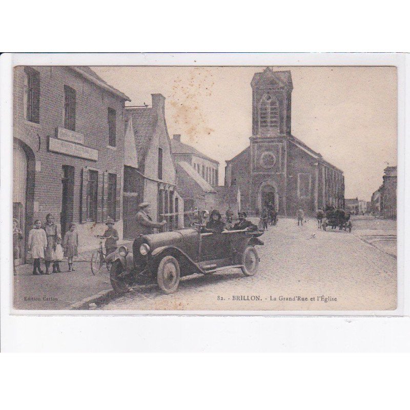 BRILLON: la grand'rue et l'église, automobile - état