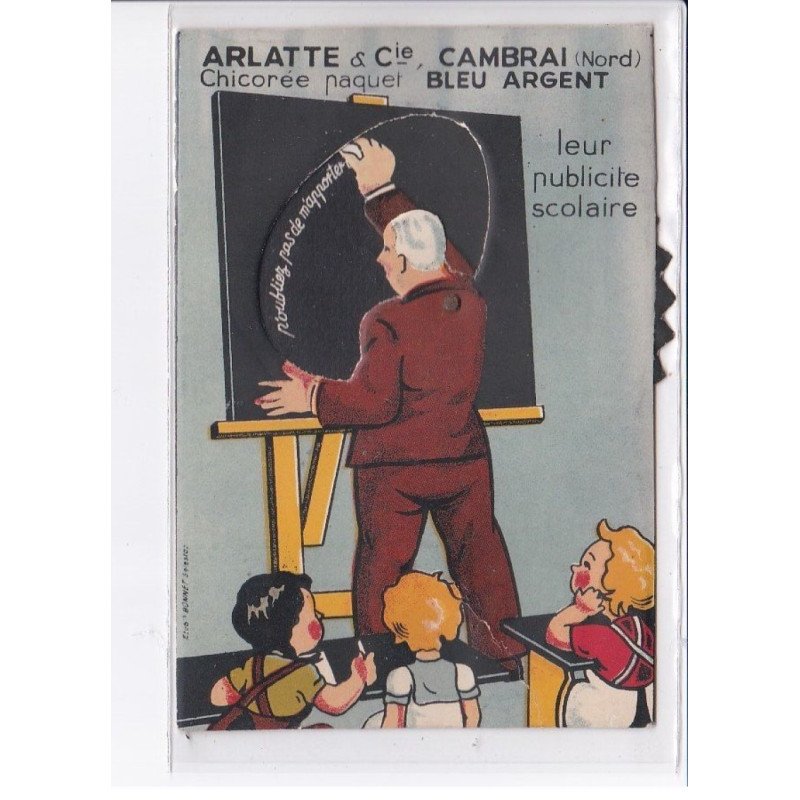 CAMBRAI: arlatte et Cie chicorée paquet bleu argent, système publicité - très bon état