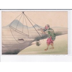 CHINE: timbres découpés, peche - très bon état