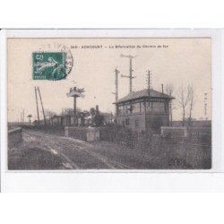 ACHICOURT: la bifurcation du chemin de fer, train - très bon état