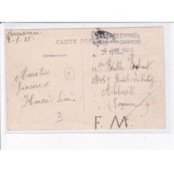 CACHET: corps d'armée hoptems (?) n°11 carcassonne 2 janvier 1915 - très bon état