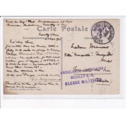 CACHET: ambulance américaine, neuilly-sur-seine, blessé millitaire - très bon état