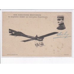 AVIATION AUTOGRAPHE: nos aviateurs militaires, le capitaine Aubry sur monoplan deperdussin - état