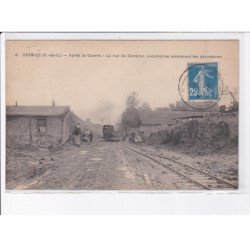 HERMIES: après la guerre, la rue de cambrai, locomotive emmenant les décombres - très bon état