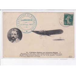 LAMBRES: aviateur Mollien, sur monoplan Blériot, cachet fête d'aviation de bienfaisance - état