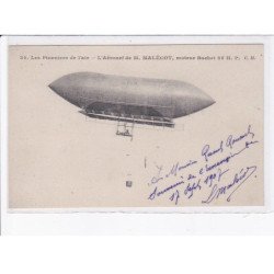AVIATION: dirigeable pionniers de l'air aéronef M. Malécot moteur buchet 25 h.p. P.C.M., autographe - très bon état