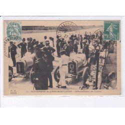 LINAS-MONTLHERY: autodrome de linas montlhéry, ravitaillement des voitures, cachet grand-prix - très bon état