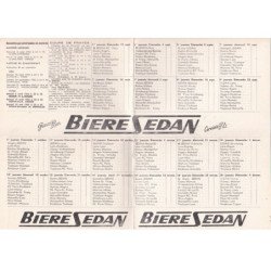 SEDAN: bière sedan, autographe, football, calendrier division 1 1962-1963, union athtlétique sedan-torcy - très bon état