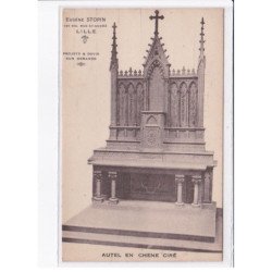 LILLE: eugène stopin, projets et devis sur demande, autel en chene ciré, bois - très bon état