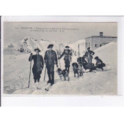 BRIANCON: transport d'un malade sur le traineau improvisé de l'école de ski du 1159e d'infanterie