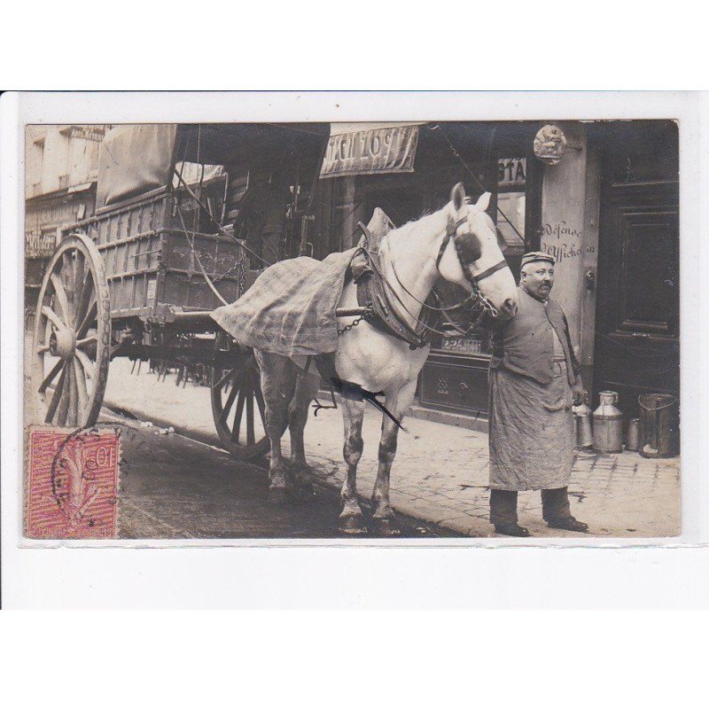 VILLIERS-sur-MARNE: laitier, attelage, livraison de lait - très bon état