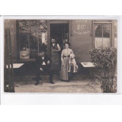 FRANCE: à localiser, carte photo, café, chien, lacquesin - très bon état