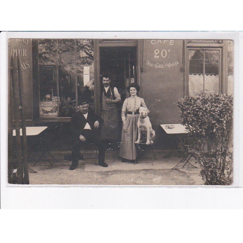 FRANCE: à localiser, carte photo, café, chien, lacquesin - très bon état