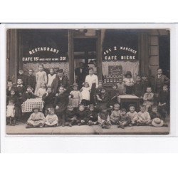 FRANCE: à localiser, carte photo, café restaurant bière, groupe de personne, enfants - très bon état