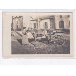 FRANCE: à localiser, carte photo, attelage, femme cochere - très bon état