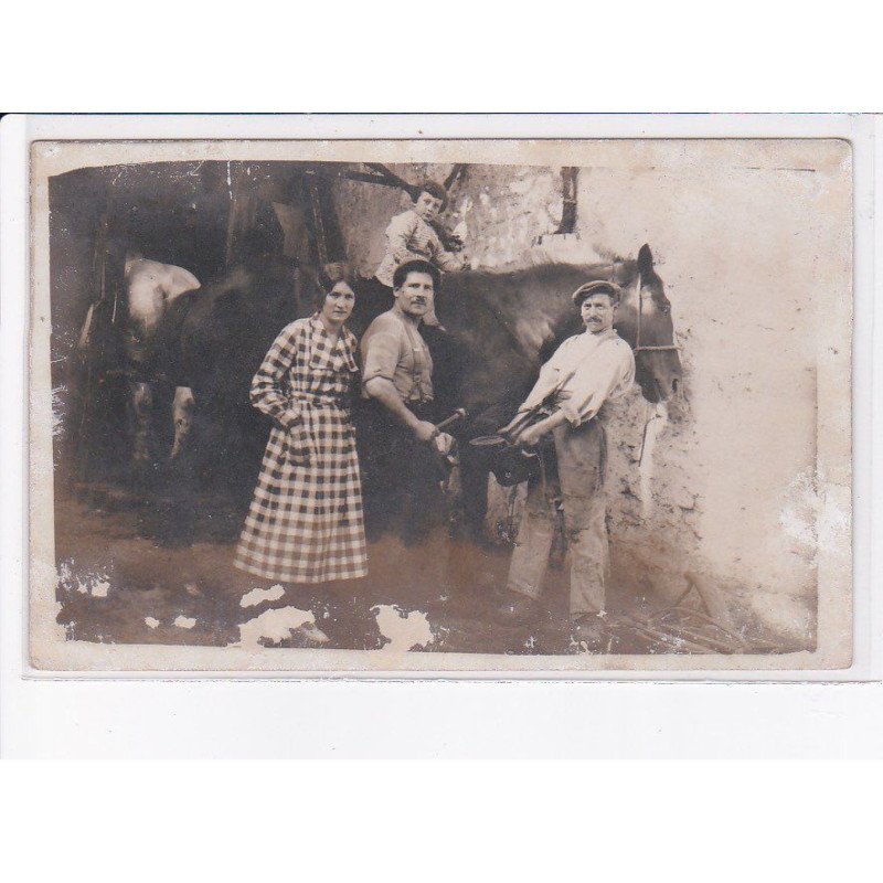 FRANCE: à localiser, carte photo, maréchal ferrant, chevaux - état