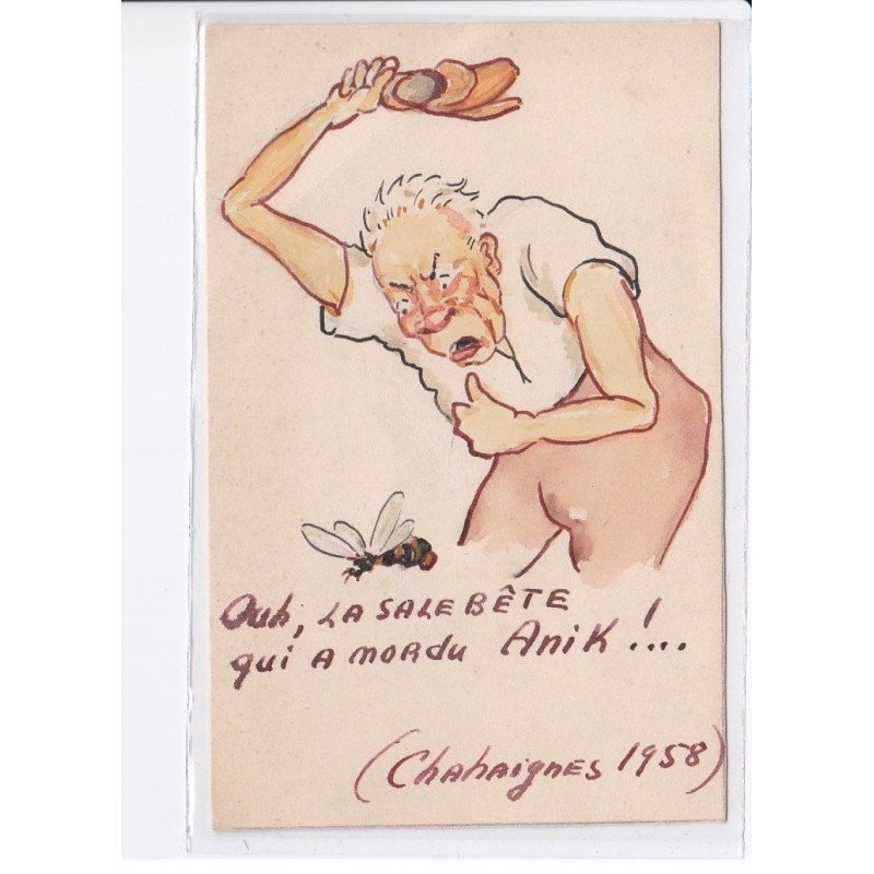 CHAHAIGNES: dessin, ouh, la sale bête qui a mordu anik!... - très bon état