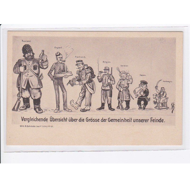 MILITAIRE: caricature illustrateurs vergleichende ubersicht uber die grosse der gemeinheit unserer feinde- très bon état
