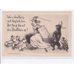 MILITAIRE: caricature illustrateurs wer in dem krieg will ungluck han der fang ihn mit den deutchen an! - très bon état