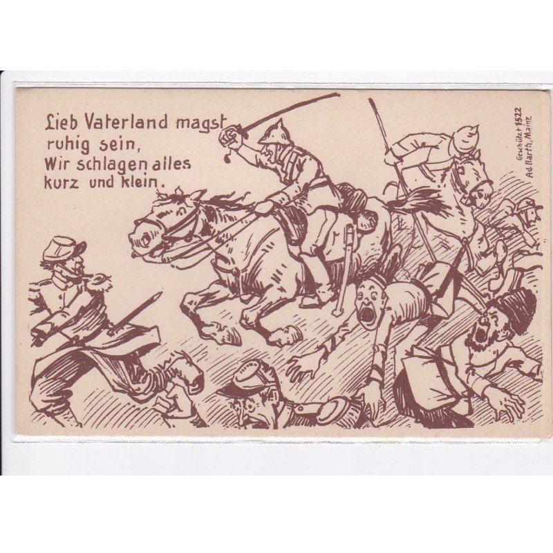 MILITAIRE: caricature illustrateurs lieb vaterland magst ruhig sein, wir schlagen alles kurz und klein - très bon état