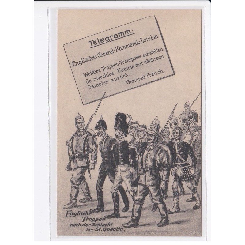 MILITAIRE: caricature illustrateurs telegramm, englische truppen nach der schlacht bei saint-quentin - très bon état