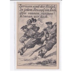 MILITAIRE: caricature illustrateurs zerrissen sind die ftiefel in jedem strumpfein loch - très bon état