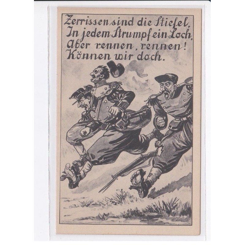 MILITAIRE: caricature illustrateurs zerrissen sind die ftiefel in jedem strumpfein loch - très bon état