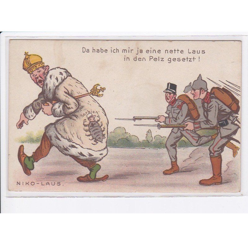 MILITAIRE: caricature illustrateurs da habe ich mir ja eine nette laus in den pelz gestzt! - très bon état