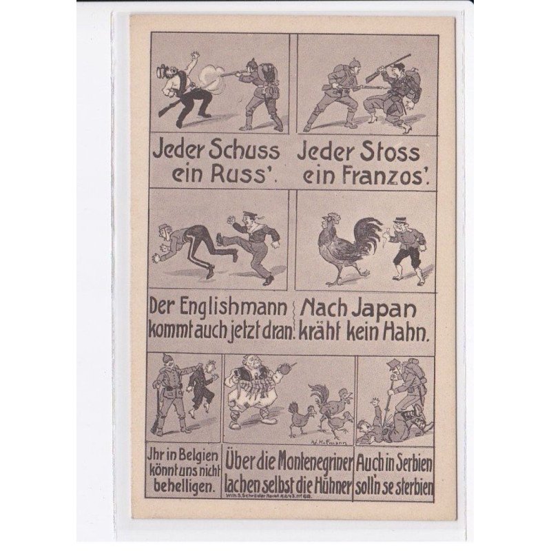 MILITAIRE: caricature illustrateurs jeder schuss ein russ' jeder stoss ein franzos - très bon état