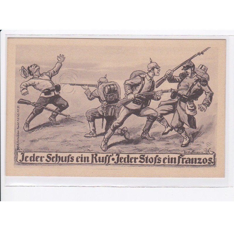 MILITAIRE: caricature illustrateurs jeder schufs ein ruff' juder storseinfranzos - très bon état