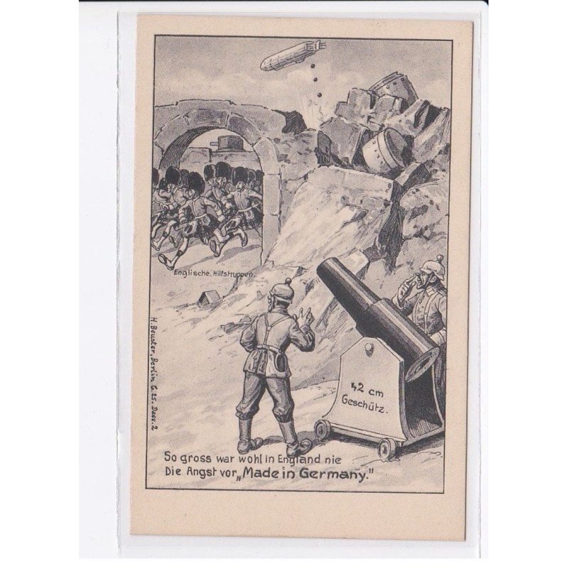 MILITAIRE: caricature illustrateurs canon 42cm, so gross war wohl in england nie - très bon état