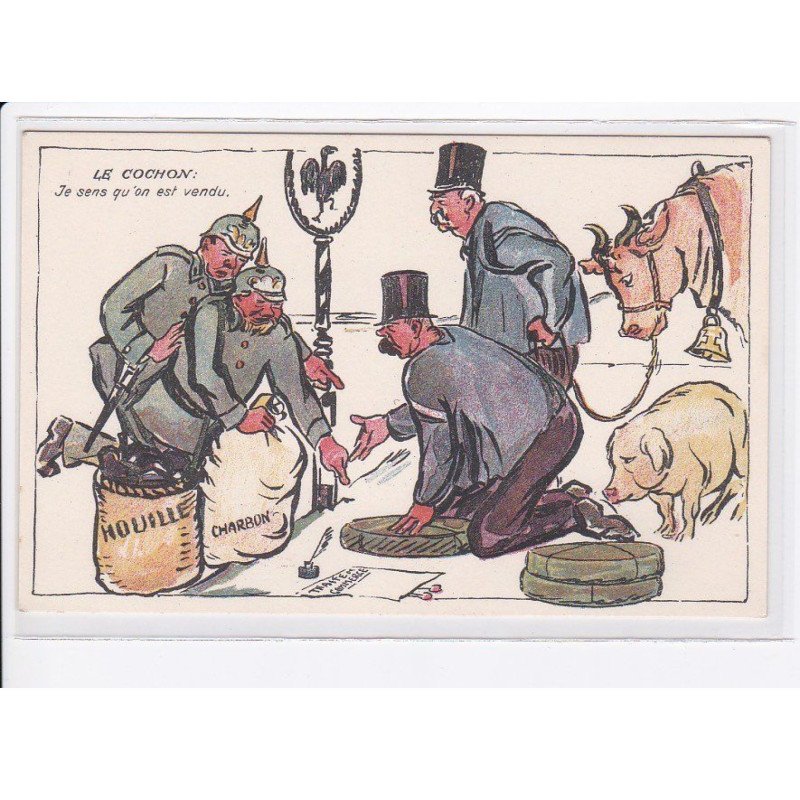 MILITAIRE: caricature illustrateurs le cochon je sens qu'on est vendu - très bon état