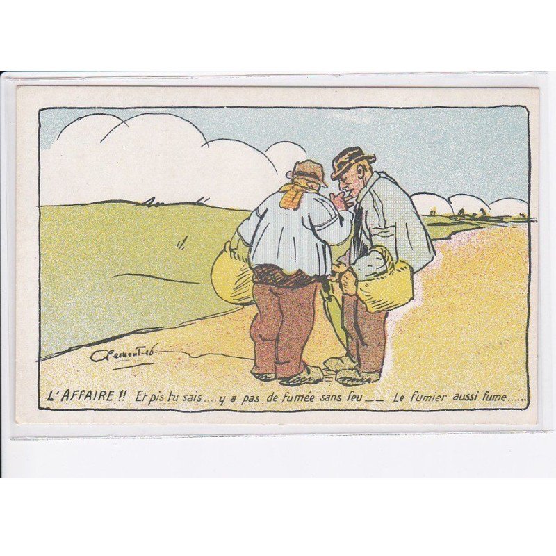 MILITAIRE: caricature illustrateurs l'affaire!! et pis tu sais, y'a pas de fumée sans feu le fumier - très bon état