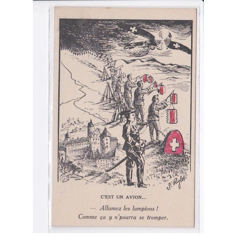 MILITAIRE: caricature illustrateurs c'est un avion... allumez les lampions - très bon état