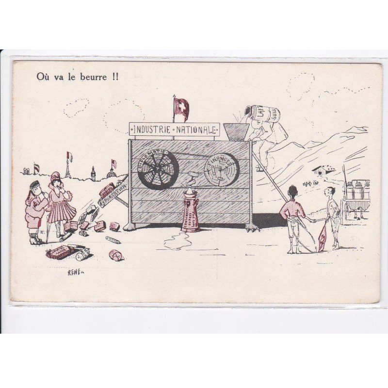 MILITAIRE: caricature illustrateurs où va le beurre!!, industrie nationale - très bon état